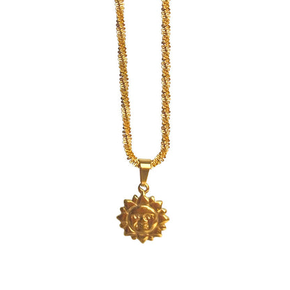 18k Real Gold Plated Titanium Steel Cross Sun Pendant Necklace - HD Wireless Product #4
