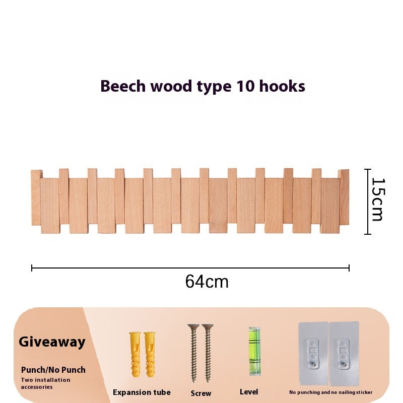 Clothes Hook Wall-mounted Entrance Hallway Hanger Punch-free Solid Wood Creative Keys Clothes 1d3c09ea a8b0 43a6 bcd5 a6f6a4a