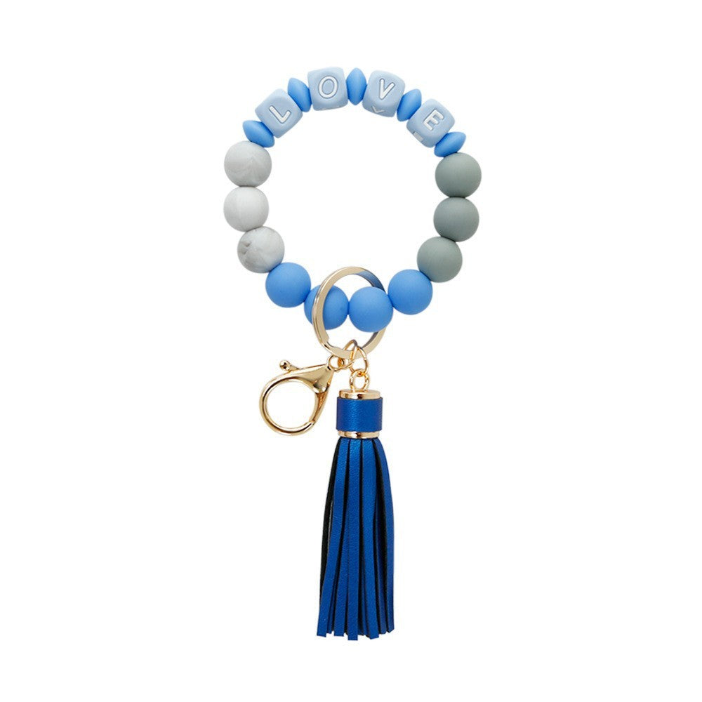 Silicone Wrist Keychain Handmade Beaded Leather Tassel Bracelet 1d63b17f ef26 4ea2 b268 85fc7ded233d