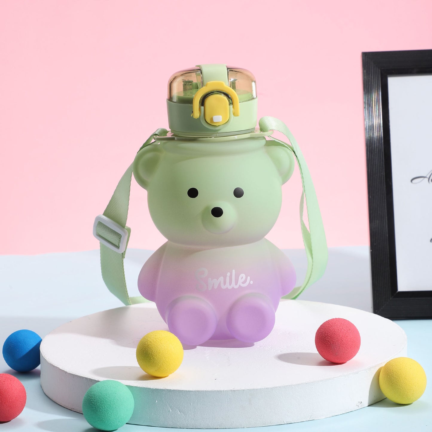 Cute Gradient Little Bear Cartoon Straw Plastic Cup 1d7f0981 2bd9 4188 845c dc5ffba52b15