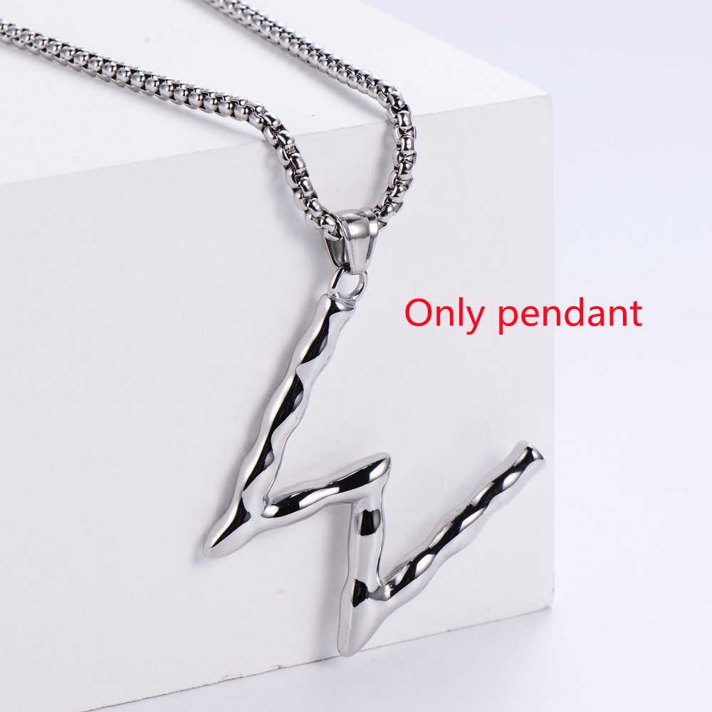 Three-dimensional 26 English Letter Pendant Necklace Fashion Jewelry Titanium Steel Couple Ornament 1da235b6 d0f8 41e9 b2c8 6