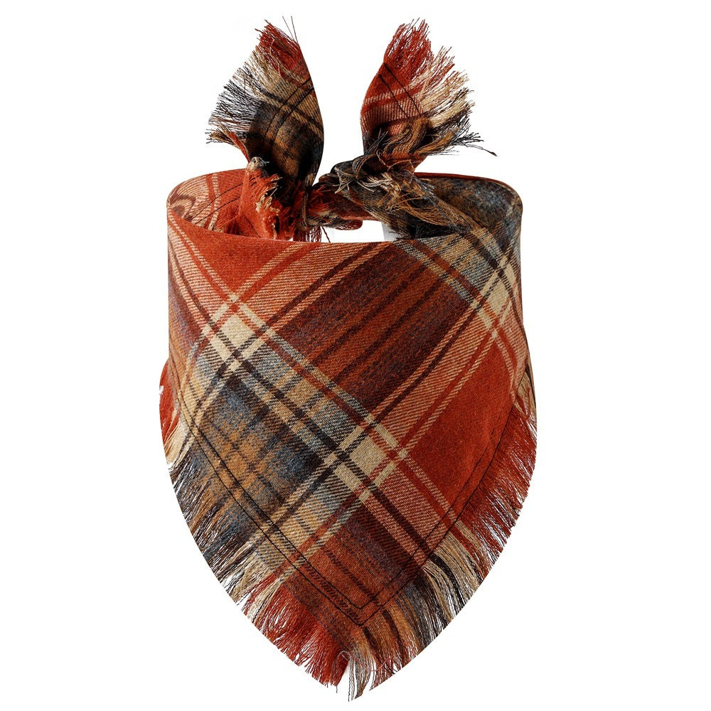 Plaid Tassel Triangle Scarf Pet Dog Pet 1e5d5f29 6b12 4b3f a2a6 398ab7b552ff