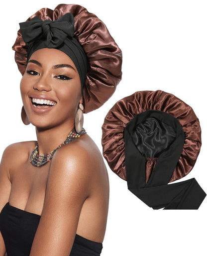Double-layer Ribbon Round Cap Bow Hair Care Wide-brimmed Hat 1e784101 a269 4332 b0d0 a367f5fc9a43