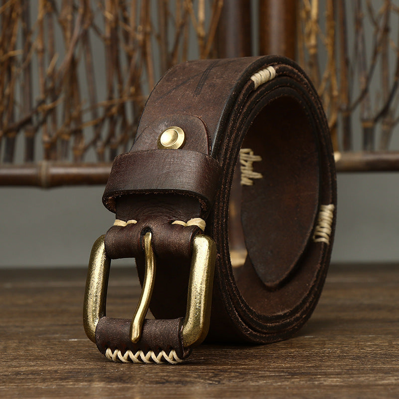 Handmade Retro First Layer Cow Leather Belt 1eb11516 a668 4bfa b9af 53f50ce67fb8