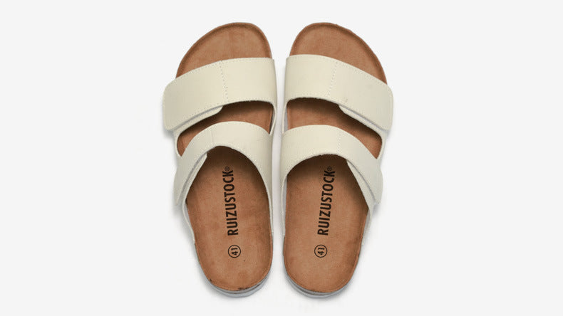Cork Slippers Flip-flops Men's Beach Shoes Matte Leather 1ebba9df d32d 4357 9e4c 42f94da7fda8