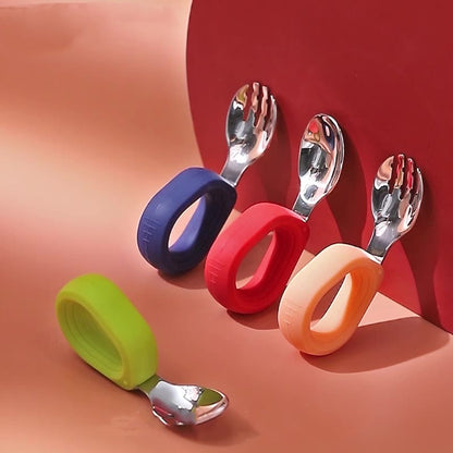Children's Stainless Steel Round Handle Fork And Spoon Set 1ee205c6 f4bd 43c0 9535 c6d116c7ce22
