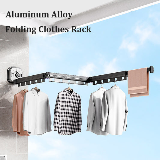 Suction Cup Folding Clothes Hanger Indoor Home Balcony Aluminum Retractable Drying Rack No Punching Folding Clothes Hanger 1e