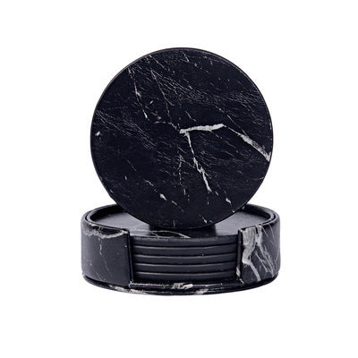 Marbled Double-sided Leather Coasters 6-piece Set With Base 1f38d148 8dfe 4f62 b8f2 327d7f4c47c5
