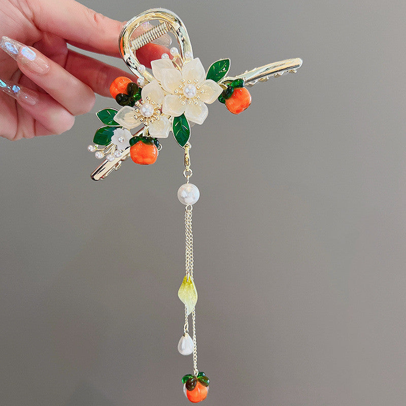 Guofeng Persimmon Ruyi Flower Tassel Grip 1f462143 59b0 4d54 a86f 8694bde92cba