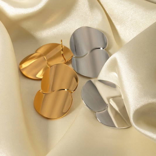 18k Gold Stainless Steel Minimalist Geometric Curve Earrings - HD Wireless Product #1