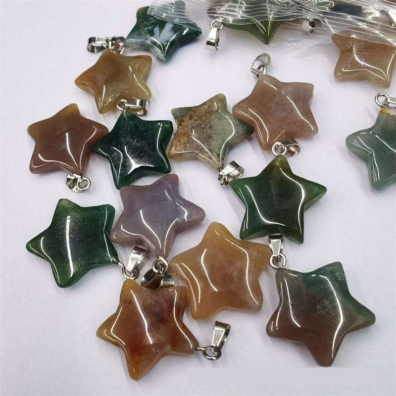 Natural Stone Crystal Agate Shuangbu Face Five-pointed Star Pendant 1f614d87 24c0 4dc4 be63 dfb8030b00bf fine