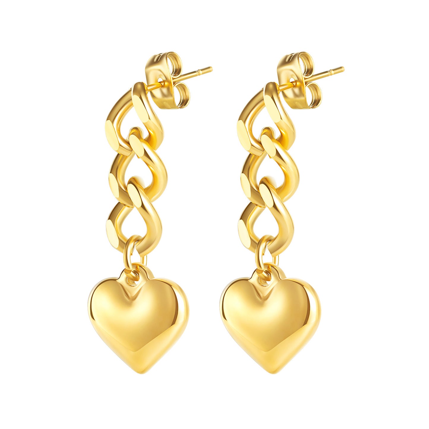 Sweet And Cool Style Peach Heart Chain Tassel Earrings 1f67f52a d138 4fb6 986e 6c488778e1b5