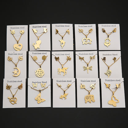 Butterfly Studs Necklace Suit Stainless Steel Geometry 1f6d86a3 f7ab 45c7 a996 7b304cd8777a