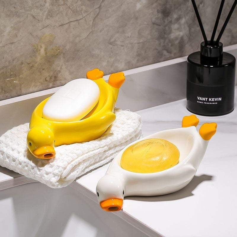 Small Yellow Duck Creative Ceramic Drain Soap Box 1f74cd11 06c7 4414 840b 81cd565370ac
