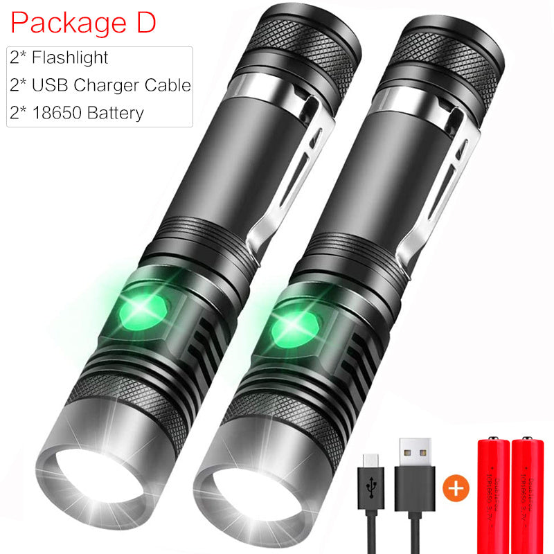 Portable Mini WT518 T6 1000Lumens 3 Modes Black Zoomable LED Flashlight Lighting Clicky Clip on Flashlights Torches Lightweig
