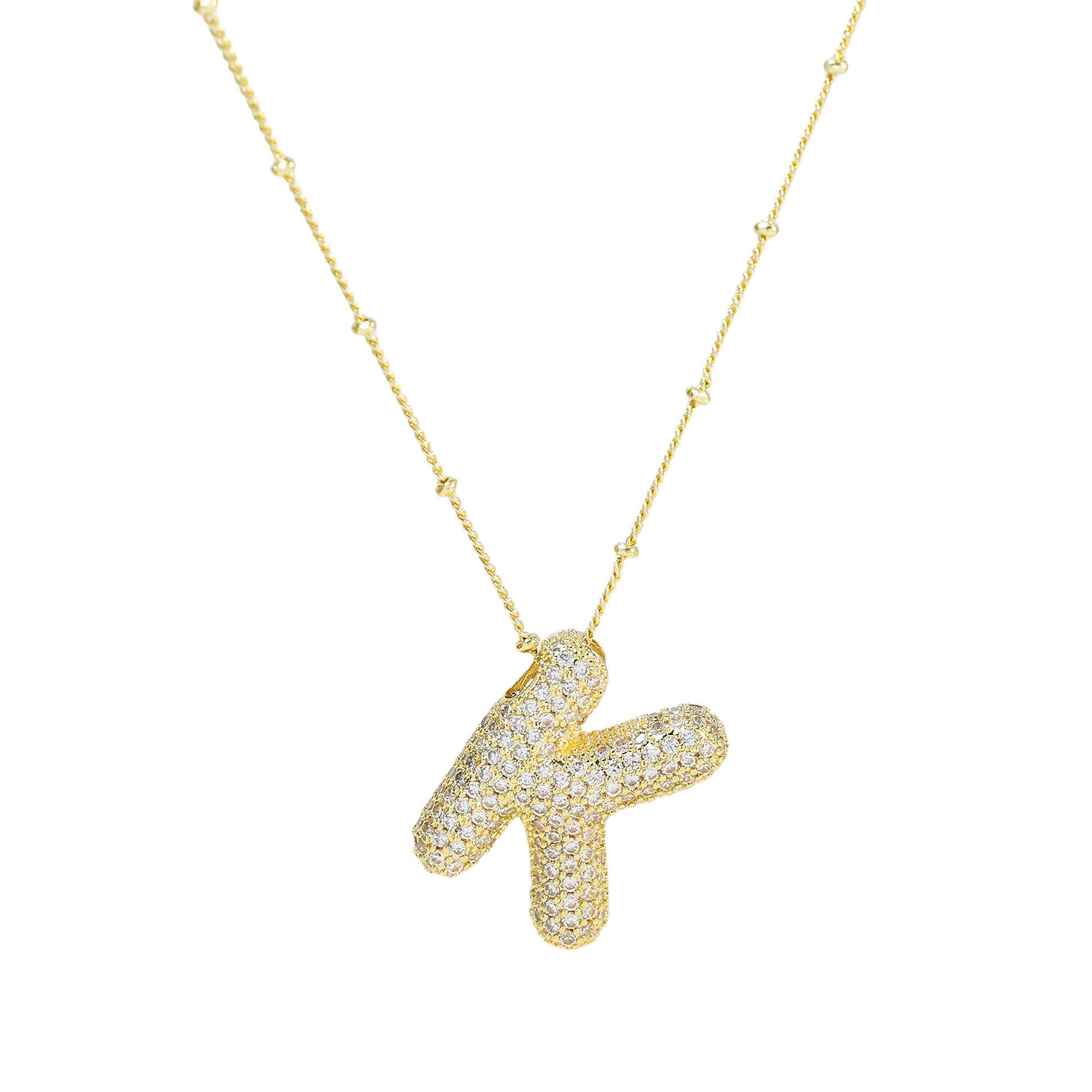 Brass Zircon Bubble Balloon Letter Pendant Necklace For Women 1f7b17f8 b3d3 44bd ba2c fe2cd869964e