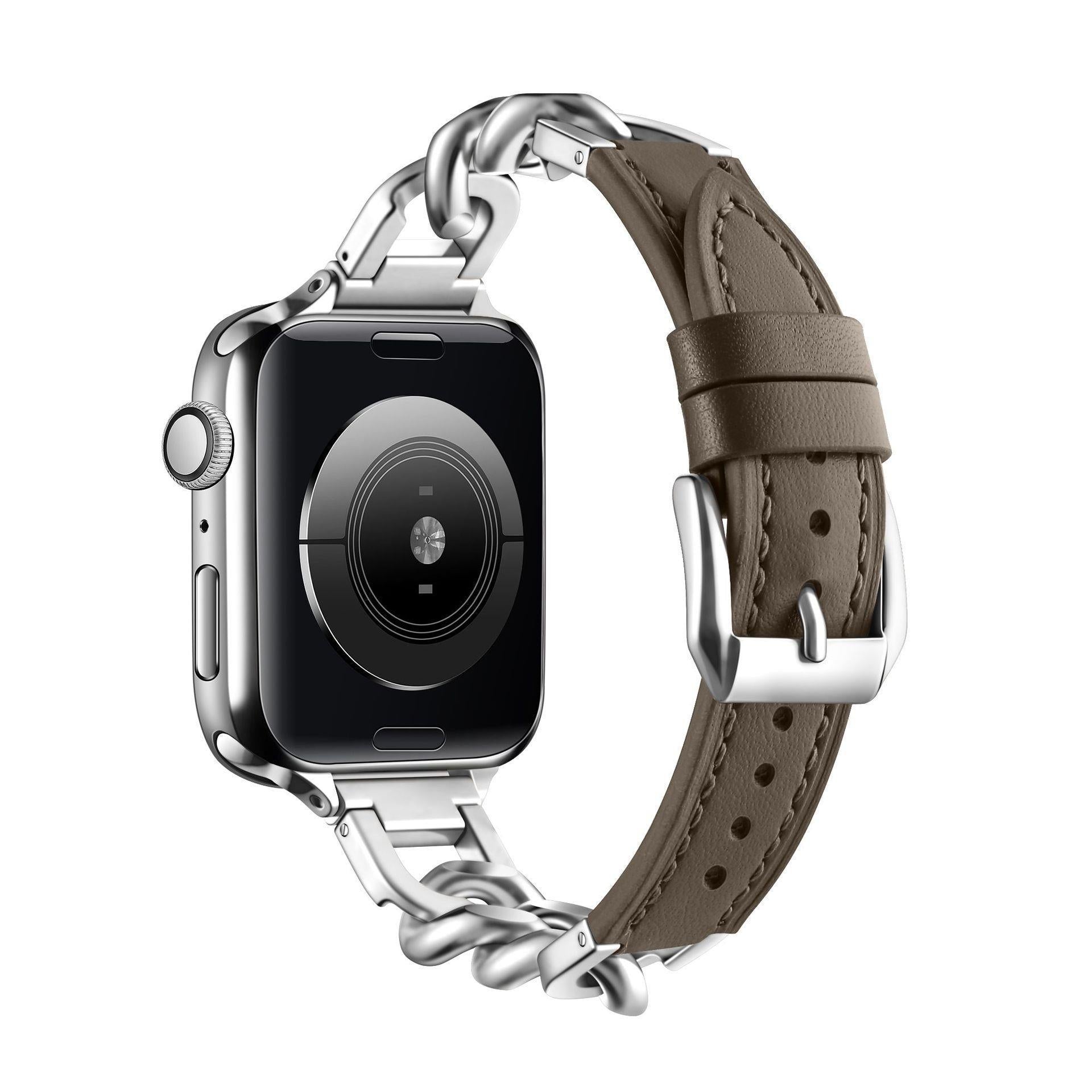 Stainless Steel Leather Single Row Denim Chain Iwatch Strap 1fb35007 6ff0 4275 91f9 3b157d8c3f1b