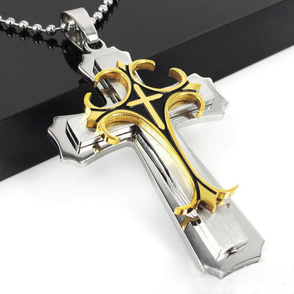 Cross Pendant Silver Gold Black Stainless Steel 1fca65a6 9eea 4d61 82f3 d68241ea7535