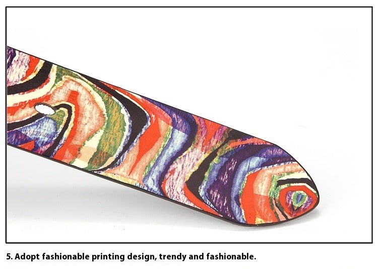 Pure Cowhide Printed Rainbow Graffiti Leather Decorative Belt 1ff65cec 95b5 4289 8cfa 5aafc7fa9d67