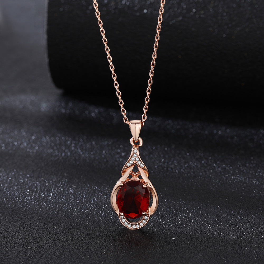 High-grade Ring Necklace Ear Stud Ornament Colored Gems Set Three-piece Set