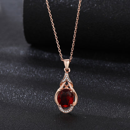 High-grade Ring Necklace Ear Stud Ornament Colored Gems Set Three-piece Set