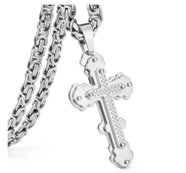 Jesus Bible Scripture Golden Cross Titanium Steel Pendant Necklace 2007476191984