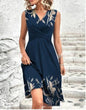 Printed Cross V-neck Sleeveless Women's Dress 200865d7 5a5d 4c85 8172 46e315f9d6bb fine