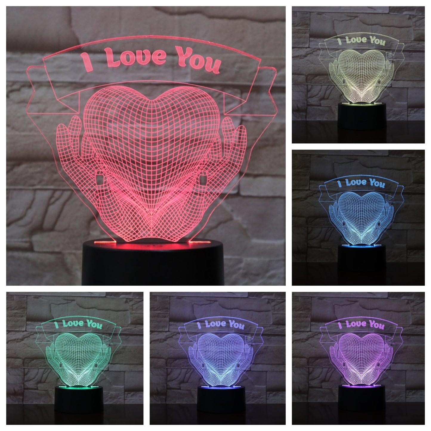 Valentines Day Gift Hands Holding Love 3D Night Light 2014360492289