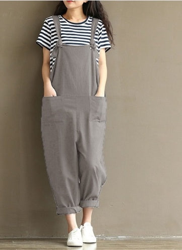 Women's Casual Trousers With Brushed Cotton Suspenders 20163651915619