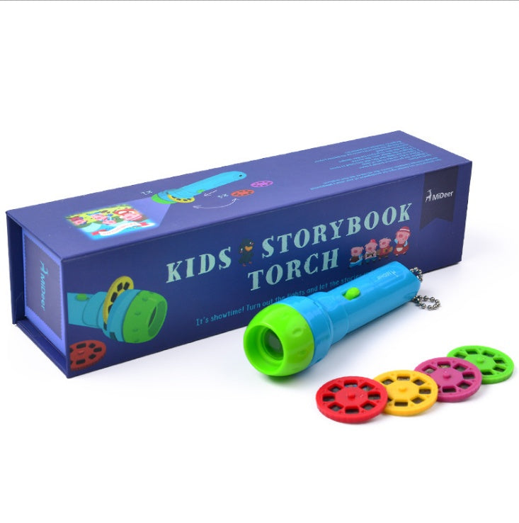 Cartoon Storybook Cards LED Projection Flashlight Interactive Toy Kids Gift 2016530927619
