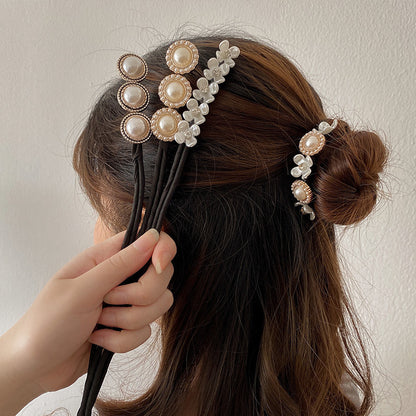 Simple Fluffy Bun Half Bun Hair Tie Elastic Lazy Flower Bud Hairpin Hair Accessories 201863c6 0cfd 4ca0 8afe 2cb4be1bad3c