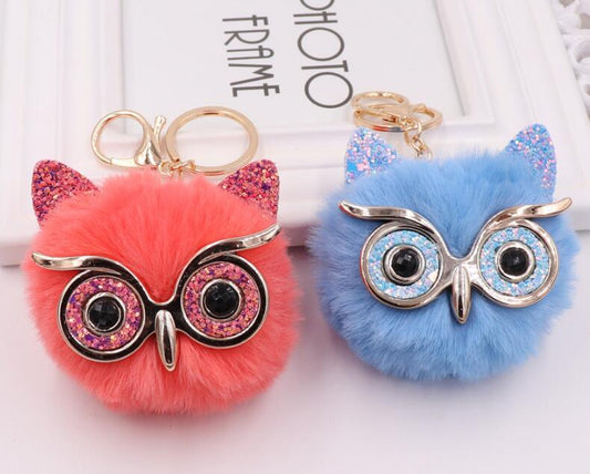 Lovely Owl Plush Doll Kids Favors Fur Ball Key Chain 2021587093223