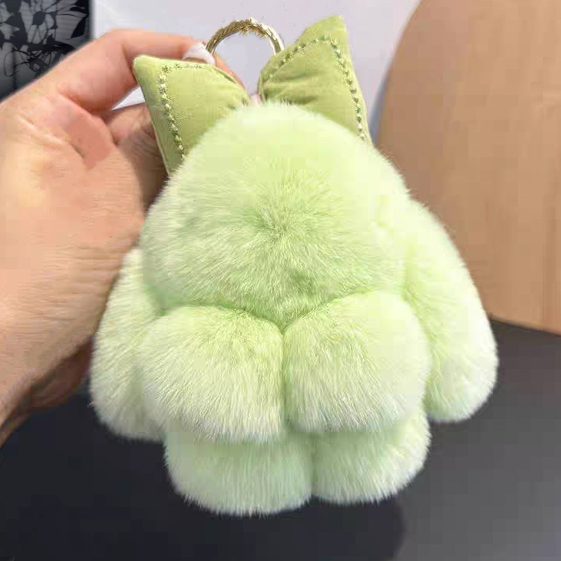 Rabbit Fur Bow Bunny Car Key Ring 203ea744 cffc 4c49 98ab 2e284a2b412c
