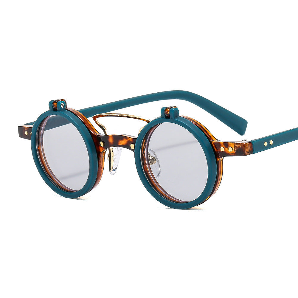 New Round Frame Punk Double-layer Flip Sunglasses 204423f9 eeaf 4a25 aaed ce9c8ce2db30