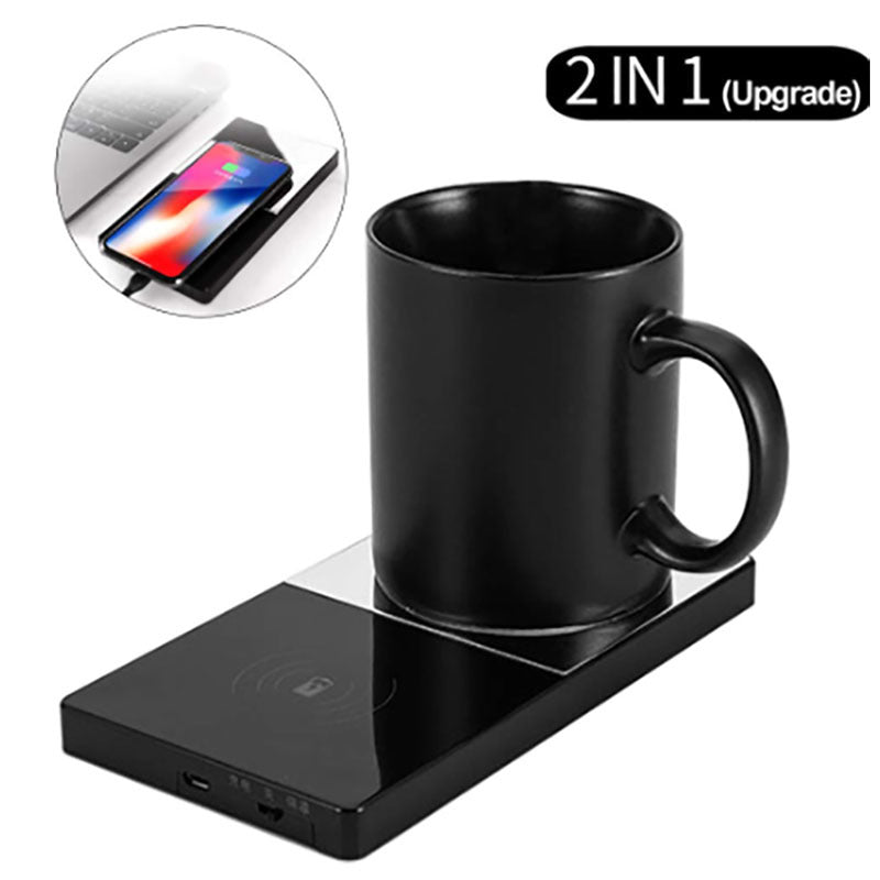 2 In 1 Heating Mug Cup Warmer Electric Wireless Charger For Home Office Coffee Milk - HD Wireless Product #2