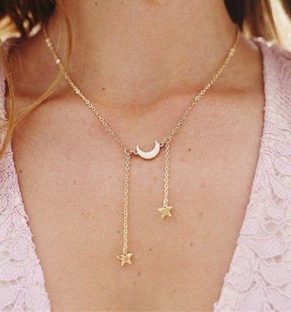 Bls-miracle Multilayer Necklace for Women Long Chain Turkish Eye Pendant Necklaces Trendy Crystal Star Water droplets Necklac