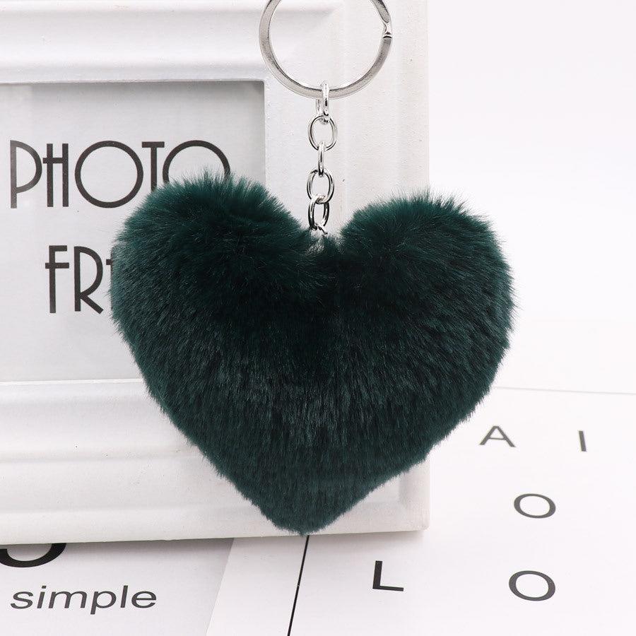 Heart-shaped Fur Ball Keychain Rex Rabbit Plush Car Pendant 2045ba9e 505f 46e8 a72b 893a11e4fd56