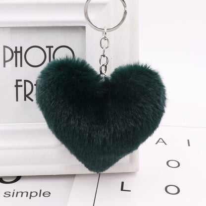 Heart-shaped Fur Ball Keychain Rex Rabbit Plush Car Pendant 2045ba9e 505f 46e8 a72b 893a11e4fd56