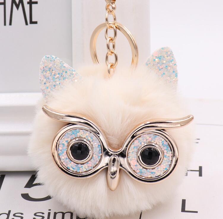 Lovely Owl Plush Doll Kids Favors Fur Ball Key Chain 2050373201480