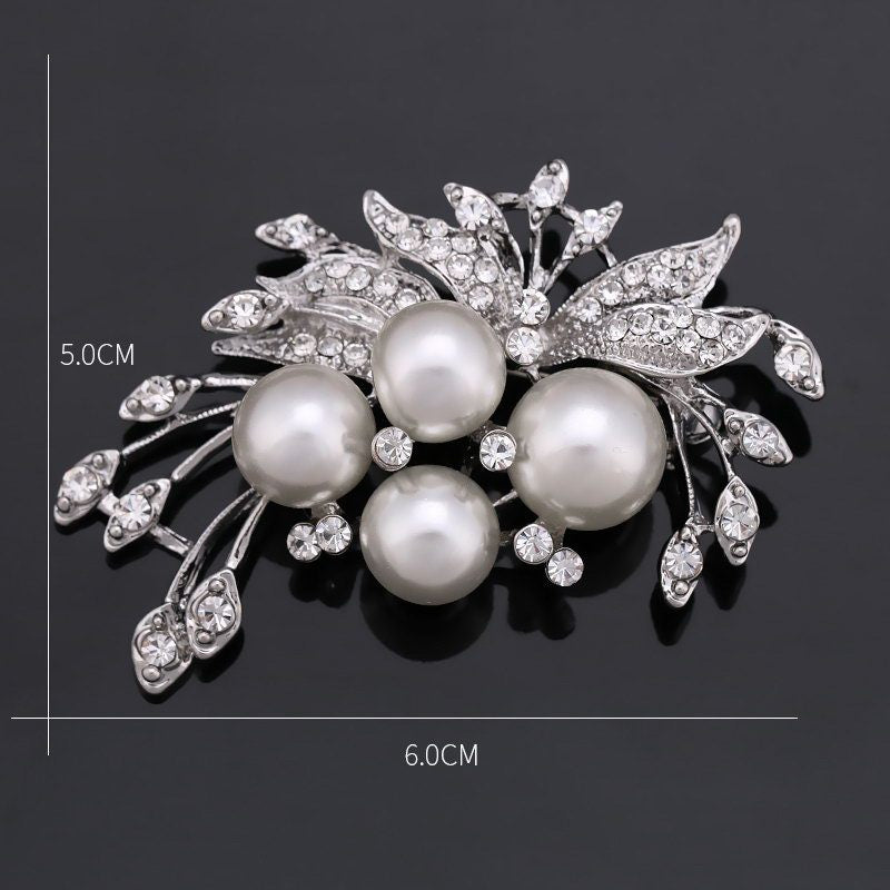 Rhinestone Pearl Brooch Pin 206055735552