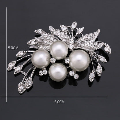 Rhinestone Pearl Brooch Pin 206055735552
