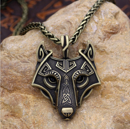 Viking Wolf Head Amulet Pendant Necklace 2072168800598