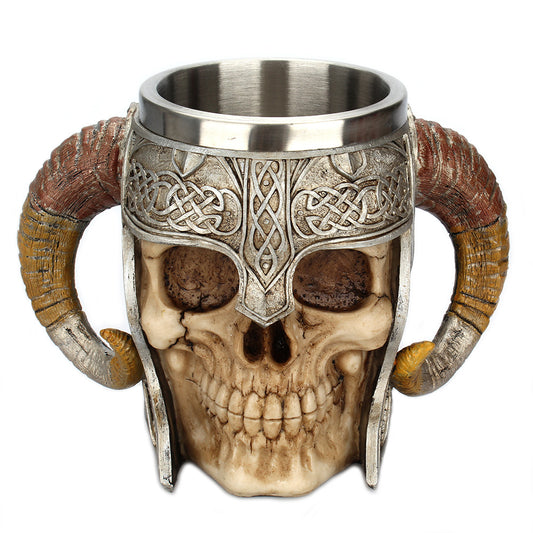 Stainless Steel Horns Helmet Skull Coffee Mug 2074324132883