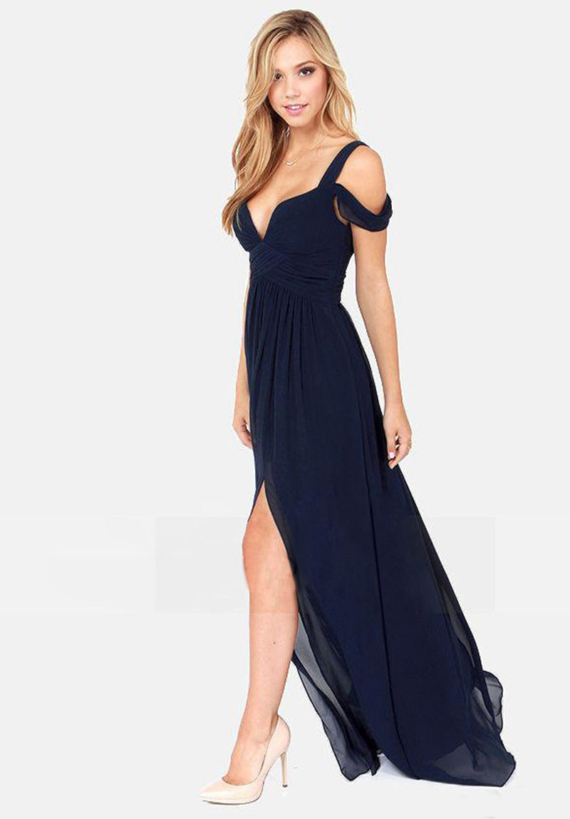 Long Floor Length Elegant Greek Style Pleated Dress 2074588334439