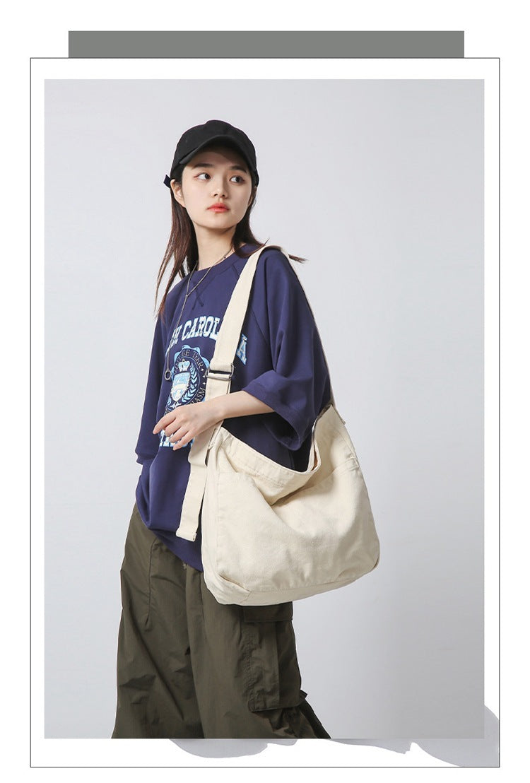 Women's Large Capacity Idle Style Artistic Simple Canvas Bag School College Students 2074f368 31d6 406f a868 193003947a4f