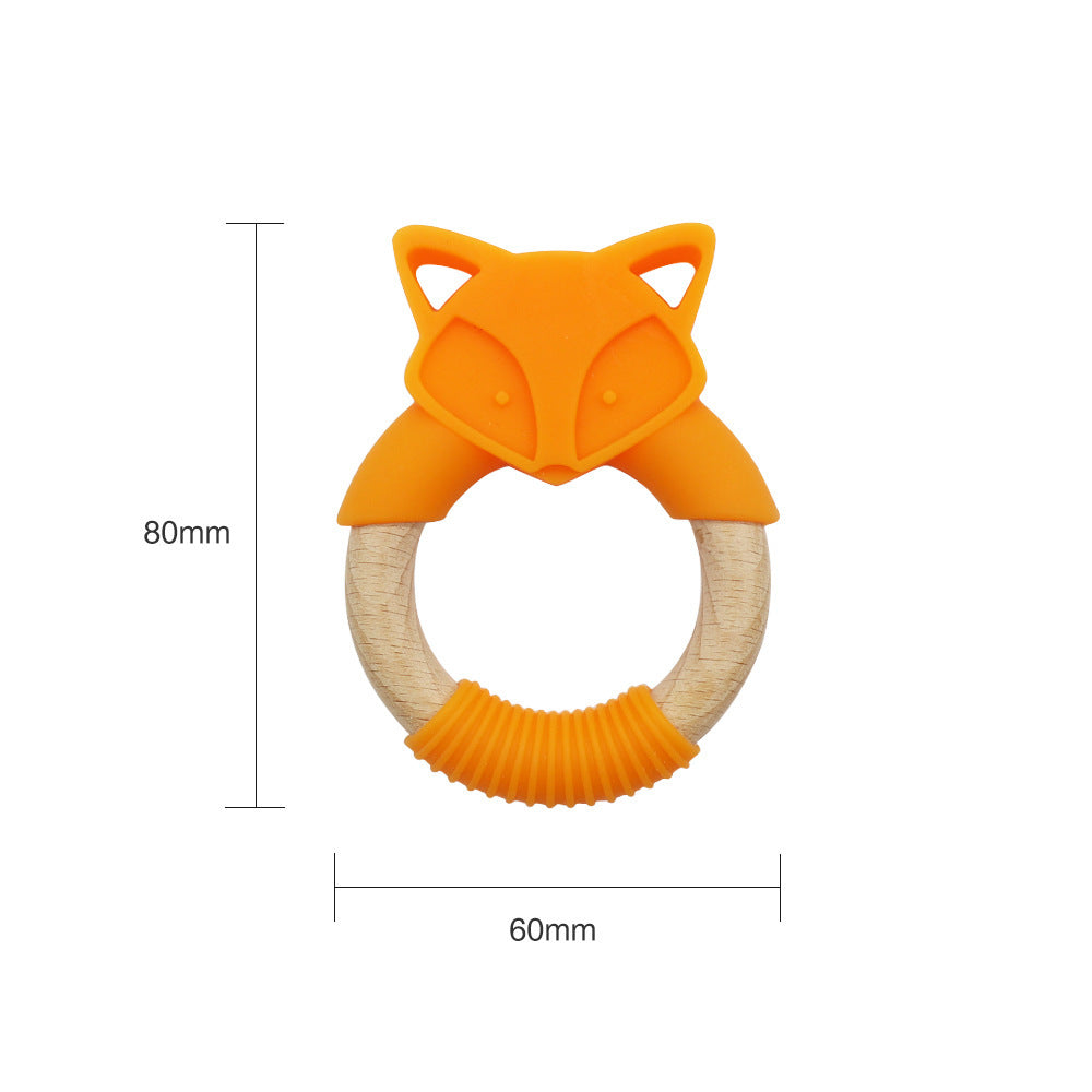 Baby Silicone Wood Ring Fox Baby Teether Molar Stick Toy 2082516627888