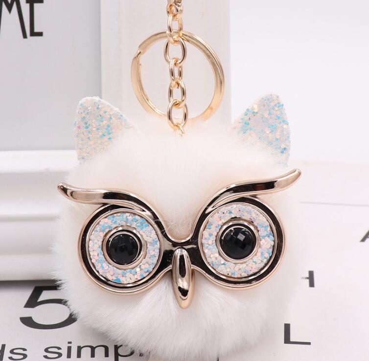 Lovely Owl Plush Doll Kids Favors Fur Ball Key Chain 2086702743778