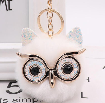Lovely Owl Plush Doll Kids Favors Fur Ball Key Chain 2086702743778