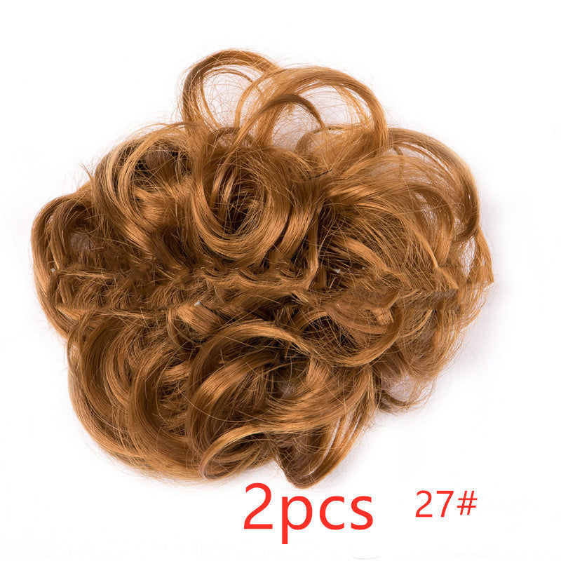 Europe, Japan, and South Korea popular hair bun fluffy natural drawstring curly hair ball head hair ring hair set female hair