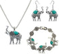 European and American retro turquoise elephant carved three-piece suit jewelry 20897257530414 ba8ae5ec 8506 476c b884 03b1e29